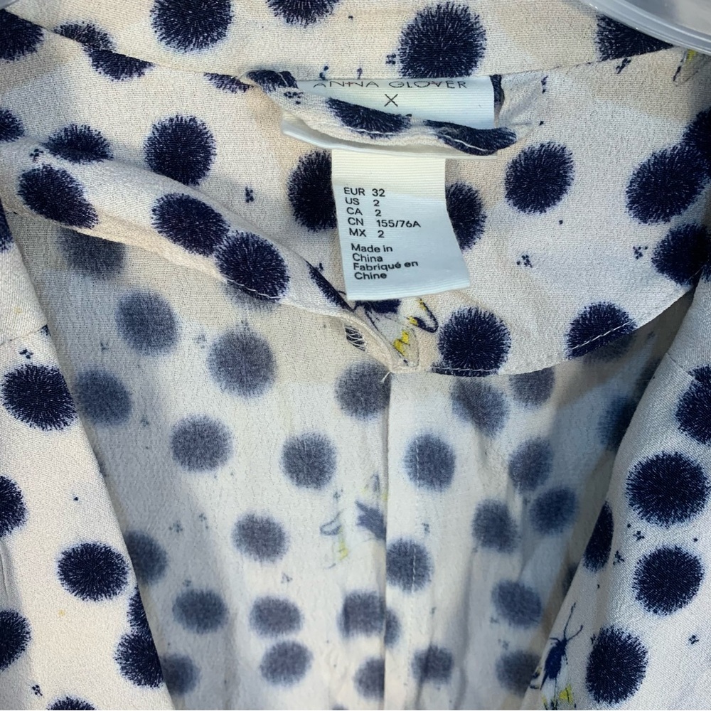 H&M X Anna Glover Lightweight Viscose Bee Dotted Print Blazer Jacket - Picture 6 of 12